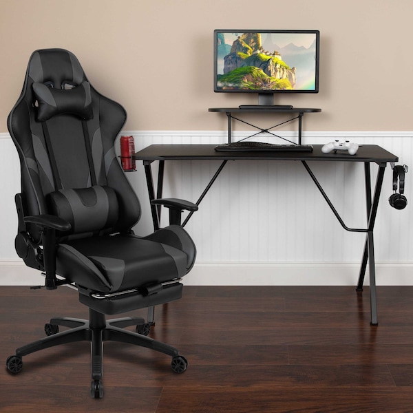Flash Furniture Black Gaming Desk-Cup Holder/Reclining Chair Set BLN-X30RSG1031-GY-GG - main